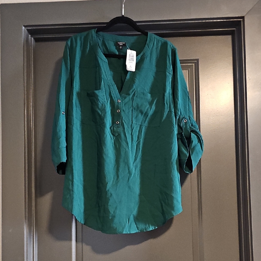 Torrid Teal Button-Up Top
